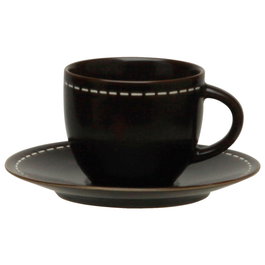 Avet Taza Té Con Plato Stitch Brown 280 Ml (6 Unidades) Stoneware